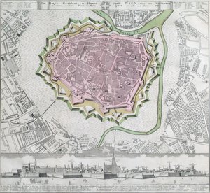 Piano della città interna di Vienna con le fortificazioni e i sobborghi vicini da Unbekannter Stecher
