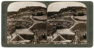 Antica città reale di Samaria, dove Filippo predicò Cristo, vista verso ovest, Palestina, 1900 da Underwood and Underwood