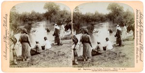 Battesimo nel fiume Giordano, Palestina, 1896 da Underwood and Underwood