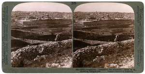 Gerusalemme, vista da sud-est, che mostra il sito del tempio, Palestina, anni 1900 da Underwood and Underwood
