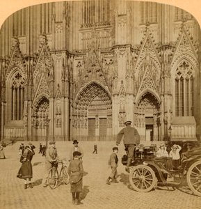 Portale principale e facciata elaboratamente ornata, Cattedrale, Colonia, Germania, 1902