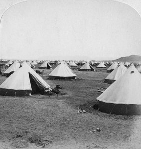 Campo militare a De Aar, Sudafrica, Guerra Boera, 1900 da Underwood and Underwood