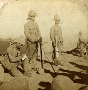 Segnalatori del Reggimento dello Yorkshire, New Zealand Hill, Sudafrica, Guerra Boera, 1900 da Underwood and Underwood