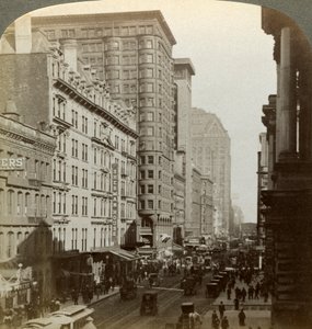 Grattacieli, Randolph Street, Chicago, Illinois, USA, fine XIX secolo da Underwood and Underwood
