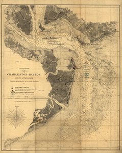 Il porto di Charleston e i suoi approcci con le posizioni delle batterie ribelli. LOC 99448827