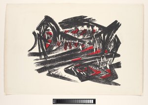 Rappresentazione astratta in rosso, nero e bianco da Unknown
