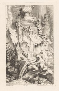 Fontana con tritoni e statua di satiro da Unknown
