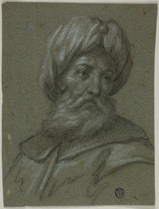 Testa di un vecchio con turbante e barba da Unknown