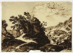 Paesaggio Collinare con Figura in Primo Piano da Unknown