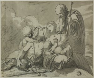 Sacra Famiglia con Santo Guerriero da Unknown
