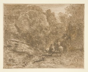 Il cavaliere nella foresta e il viaggiatore a piedi da Unknown