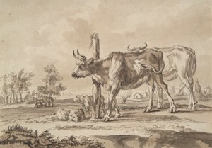 Prato con mucche e pecore da Unknown