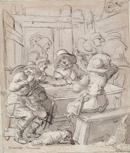 Buon Natale (recto); Donna e soldato seduti a tavola (verso) da Unknown