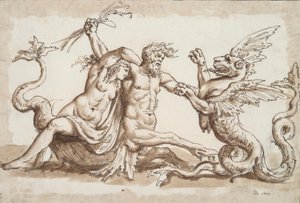 Nereide e Tritone che Combattono un Grifone da Unknown