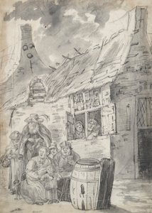 Contadini davanti a un cottage
