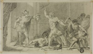 Perseo che affronta Fineo e i suoi seguaci con la testa di Medusa