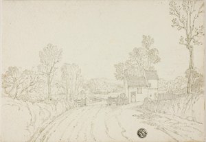 Strada oltre la casa nel paesaggio