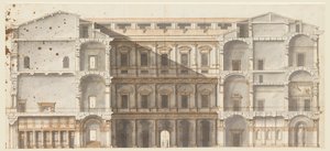 Sezione delle Ali e Elevazione di un Muro sul Cortile, Palazzo Farnese, Roma da Unknown
