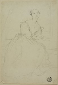Schizzo di donna seduta in abito da sera