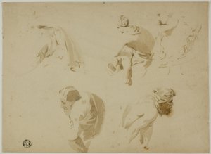 Schizzi di madre e figlio, uomo chinato da Unknown