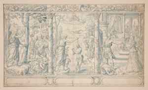 Tre scene della vita di San Giovanni Battista; Giovanni Battista che predica, Battesimo di Cristo, Decapitazione di Giovanni Battista da Unknown