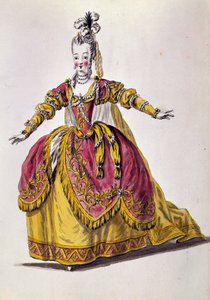 Costume teatrale del XVIII secolo, incisione del XIX secolo da Unknown artist