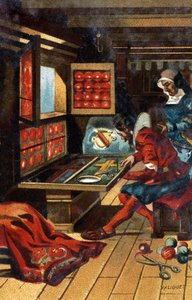 Un chasublier (un lavoratore che realizza ogni tipo di abbigliamento ecclesiastico) nel 1546. Cromolitografia della fine del XIX secolo da Unknown artist