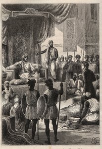 Un viaggio (1792-1795) in Egitto e nel Vicino Oriente di William George Browne (1768-1813): Browne incontra il Sultano del Darfur Ald el Raschman (Abd-er-Rahman, noto come El-Rachid o il Giusto), a El Fasher (Al-Fashir, Sudan) nel 1793 - illustrazione da 