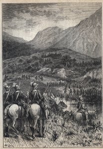 Un campo di battaglia - illustrazione del XIX secolo per il romanzo storico "I Puritani di Scozia" (Old Mortality) di Walter Scott (1771-1832) da Unknown artist