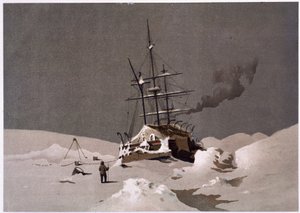 Una barca intrappolata nel ghiaccio da Unknown artist