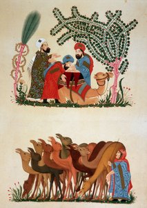 Una carovana in movimento. Illustrazione del XIII secolo del 