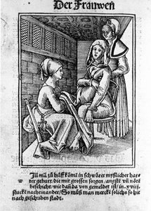 Un parto. Xilografia di Konrad Merkel dopo "Der swangern frawen und hebammen Rosengarten", Hagenau da Unknown artist