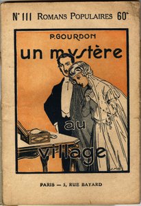Una coppia di giovani spose scopre una lettera che fa la gioia della moglie ma sorprende molto il marito. Illustrazione di copertina per il romanzo popolare "Un mystere au village" di P. Gourdon, edizione bonne presse, Parigi 1923. Collezione Selva. da Unknown Artist