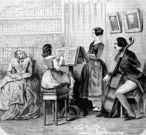 Un concerto di famiglia, incisione intorno al 1860
