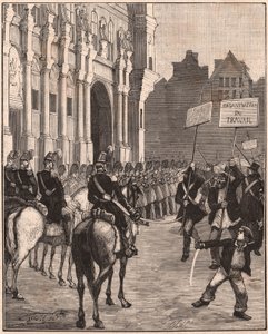 Un gruppo di socialisti che manifestano contro le riforme di Luigi Napoleone Bonaparte, 1849 sul Champ de Mars, Parigi da Unknown