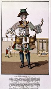 Un produttore di carte da gioco. Incisione del XVII - XVIII secolo dopo 