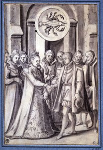 Un matrimonio nel XVII secolo, sotto il segno del cancro da Unknown artist