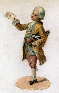 Un messaggero (XVIII secolo) che porta una lettera sigillata. Cromolitografia intorno al 1890. da Unknown artist