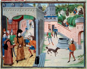 Un messaggero. Miniatura dal manoscritto Renaud de Montauban o Les quatre fils Aymon di Loyset Liedet (attivo tra il 1448 e il 1478)