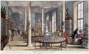 Un negozio di porcellane a Londra (Inghilterra) Wedgwood & Byerley - Litografia intorno al 1800 da Unknown artist