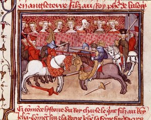 Un torneo di cavalieri al tempo del Re di Francia Carlo V (1338-1380) Miniatura tratta da 