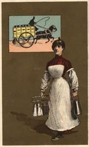 Un lattaio ambulante (consegna o latteria). Cromolitografia anonima, fine XIX secolo da Unknown artist