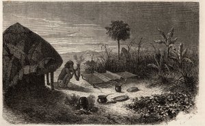 Un tessitore e il suo tessitore, sulle rive del fiume Zambeze. Incisione per illustrare i primi viaggi del Dr. Livingstone in Africa meridionale dal 1840 al 1856, in "Le tour du monde, nouveau journal des voyages", a cura di Edouard Charton