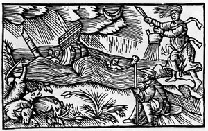 Una strega provoca una tempesta dopo "Historia de gentis nortentrionalibus" di Olaus Magnus, Roma 1555 da Unknown artist