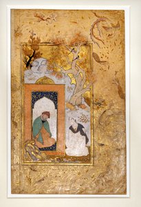 Un giovane visita un dervich (gouache e oro su carta)
