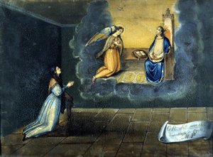 Una giovane donna prega. Ex voto dal santuario della Madonna delle Grazie di Monza. 1833 da Unknown artist