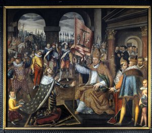 Abiura di Enrico IV (1553 - 1610) nel 1572 - dipinto anonimo del XVI secolo, Cattedrale di Tournai da Unknown artist