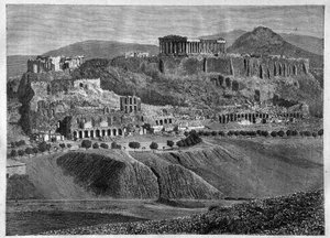 Acropoli di Atene 1881 - incisione da Unknown artist
