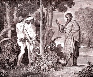 Adamo ed Eva, fac-simile dal libro di Louis Veuillot "Gesù Cristo" stampato a Parigi
