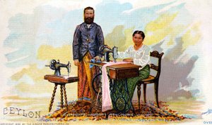 Pubblicità per macchine da cucire Singer, Ceylon (attuale Sri Lanka). 1892 da Unknown artist